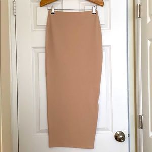 Long stretchy tan maxi skirt.